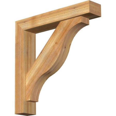 Ekena Millwork Funston Block Rough Sawn Bracket w/ Offset Brace, Western Red Cedar, 6"W x 32"D x 32"H BKT0604X32X32FST05RWR